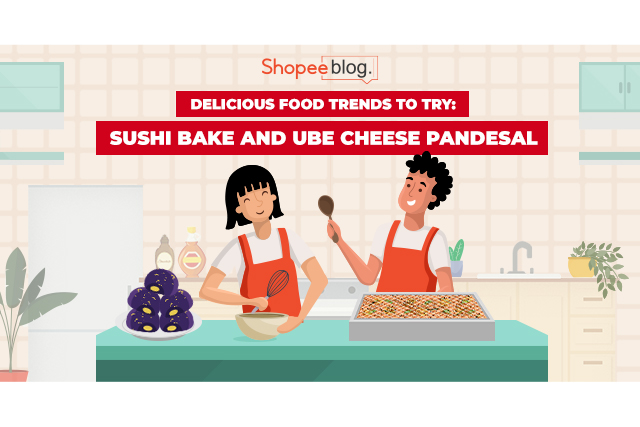 sushi bake and ube cheese pandesal