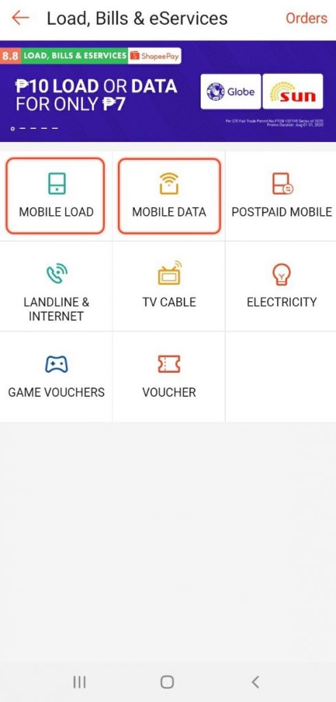 shopee load or data