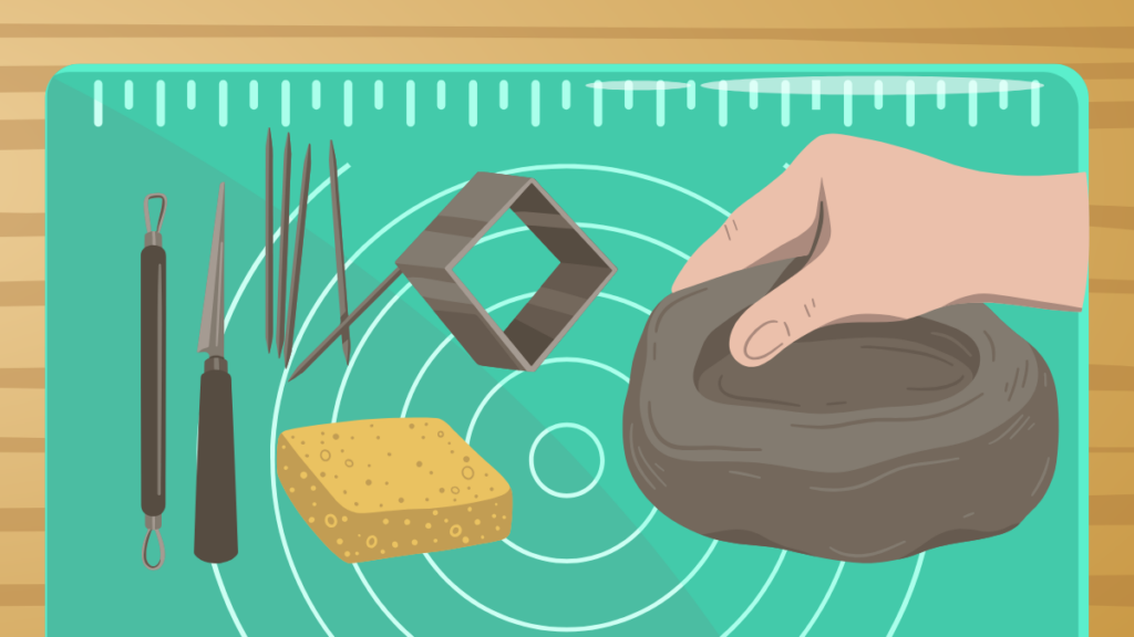 One step of air dry clay activity: Shape your object