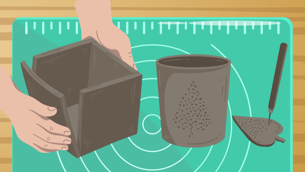 One step of air dry clay activity: smoothing and joining clay